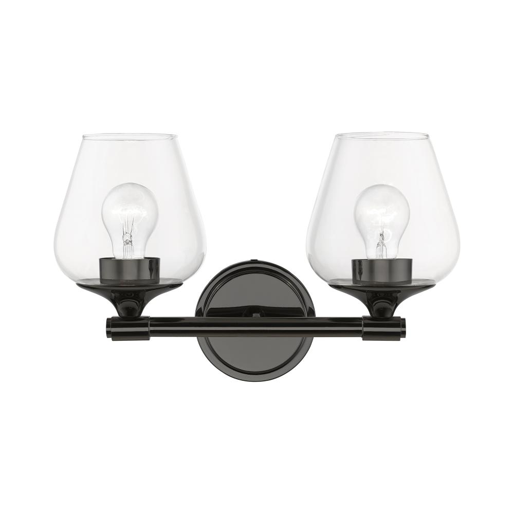 2 Light Black Chrome Vanity Sconce