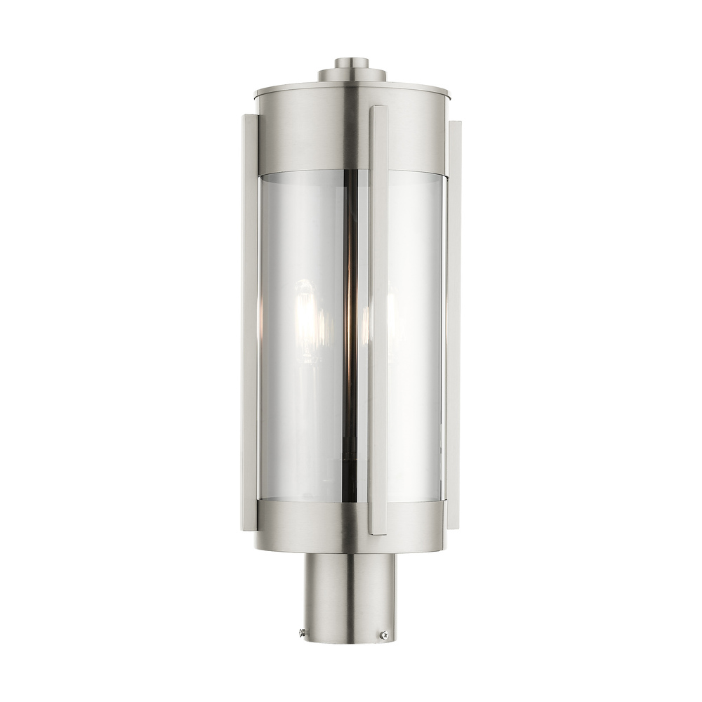 2 Lt Brushed Nickel Outdoor Post Top Lantern