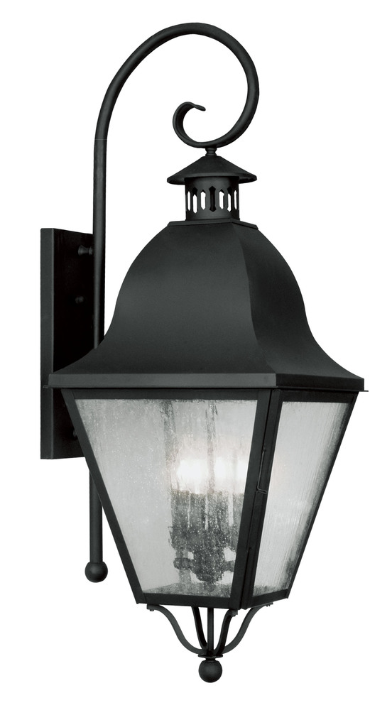 4 Light Black Outdoor Wall Lantern