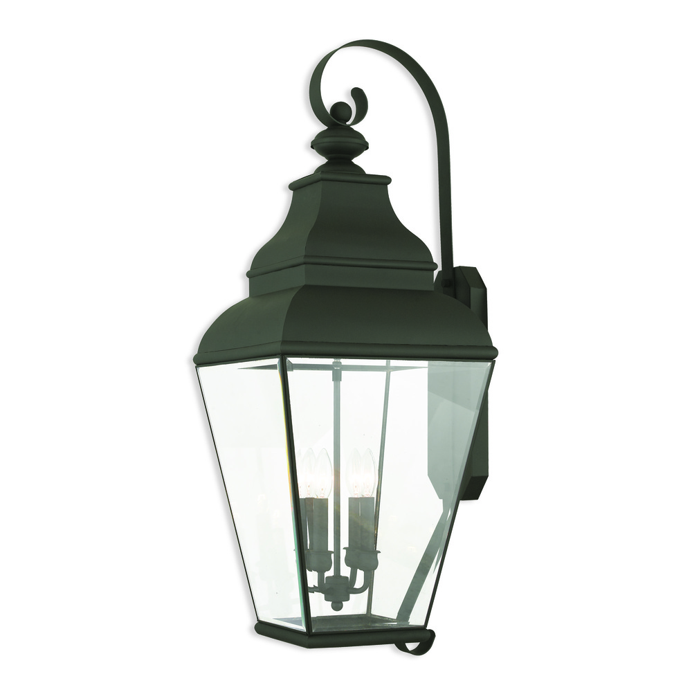 4 Light Black Outdoor Wall Lantern