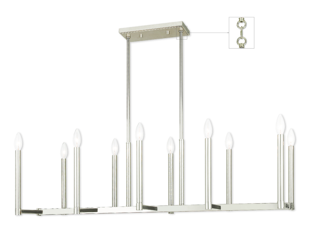 10 Light PN Linear Chandelier