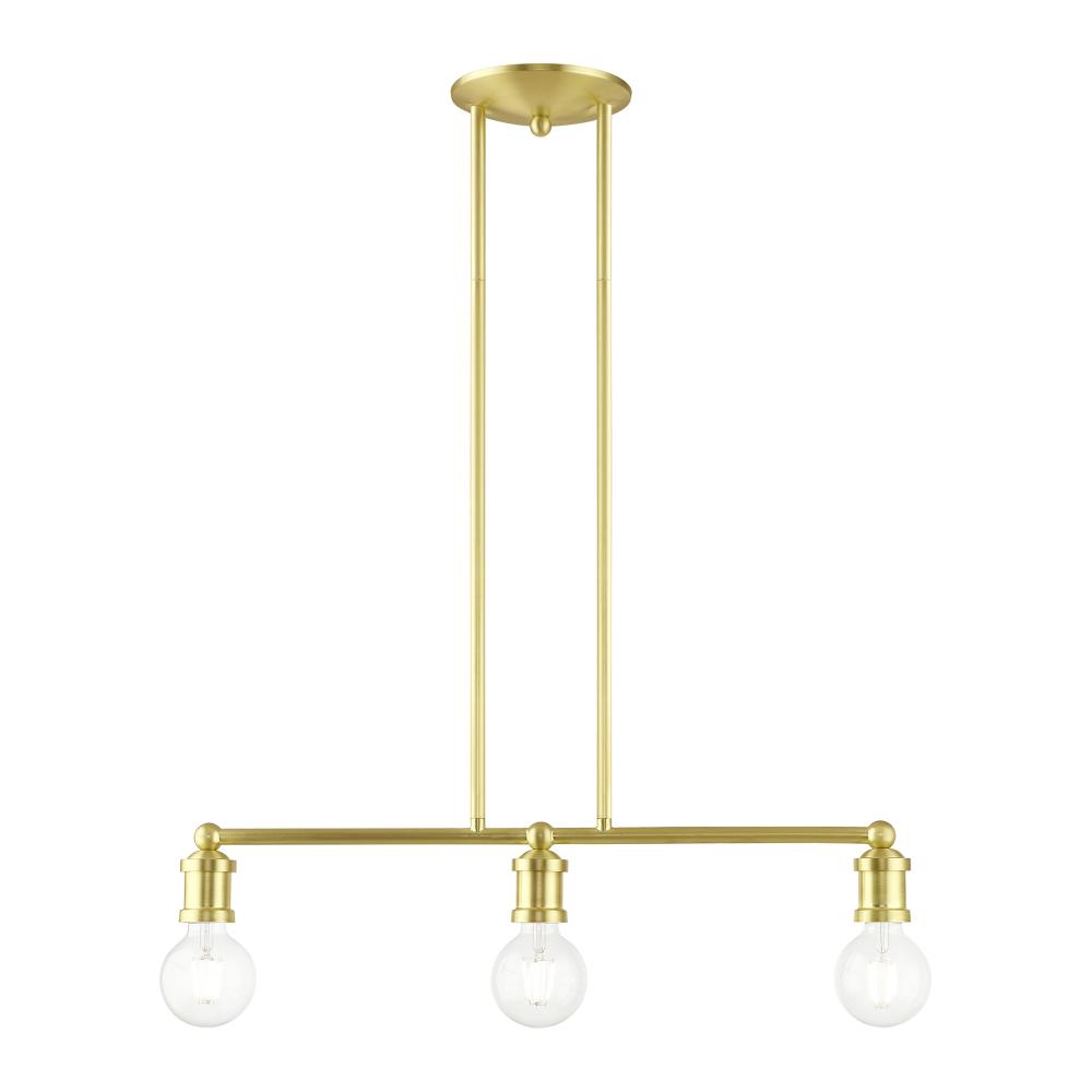 3 Light Satin Brass Linear Chandelier