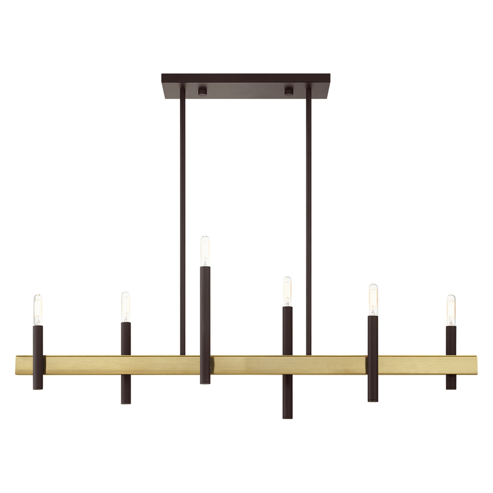 6 Lt Bronze Linear Chandelier