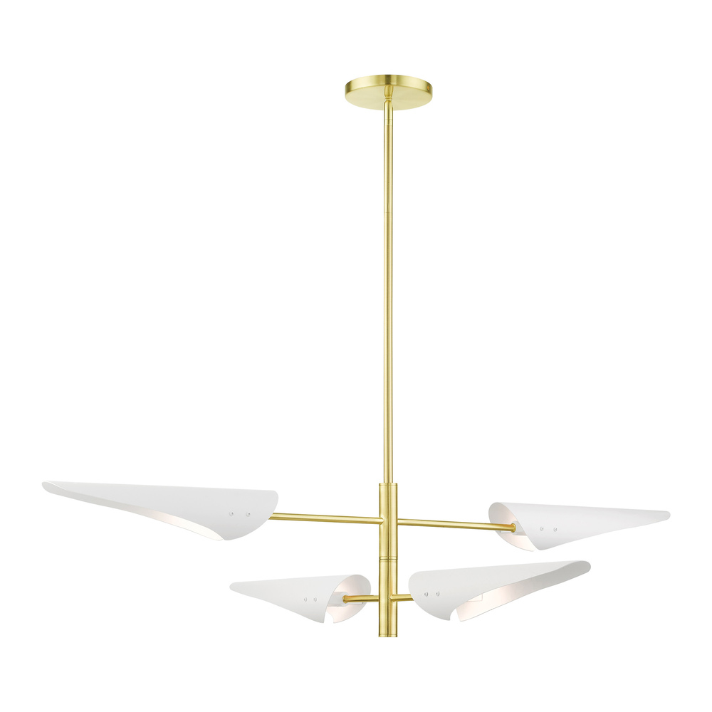 4 Lt Satin Brass Pendant Chandelier