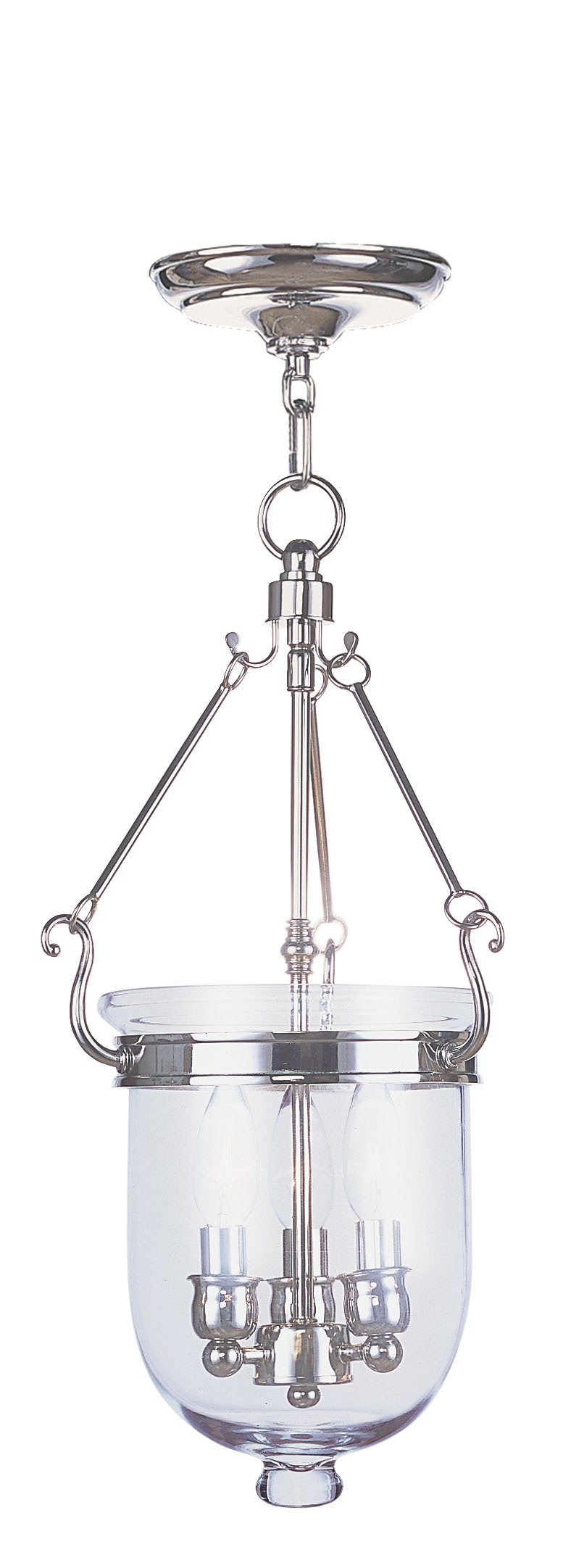 3 Light Polished Nickel Chain Lantern