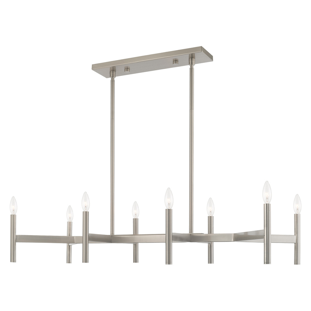 8 Lt Brushed Nickel Linear Chandelier