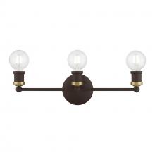 Livex Lighting 14423-07 - 3 Light Bronze with Antique Brass Accents ADA Vanity Sconce