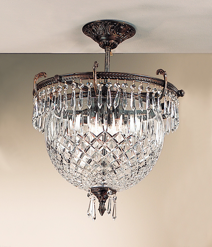 Three Light Bronze Bowl Semi-Flush Mount