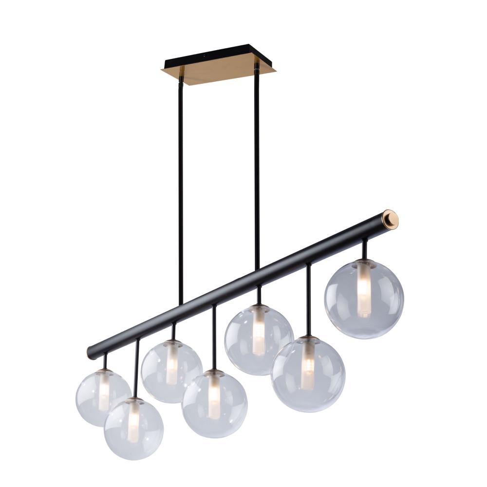 Aurelia Collection 7-Light Island Light, Matte Black & Brass