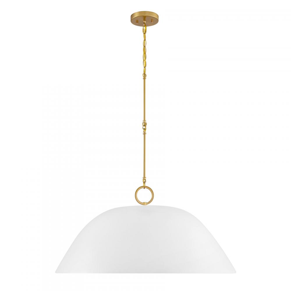 Alta 1-Light Pendant in White Bisque and Brass