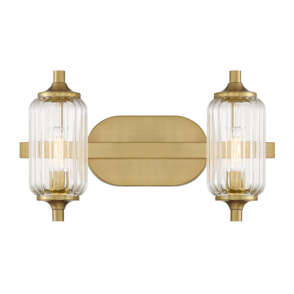 Holton 2-Light Bathroom Vanity Light in Warm Brass