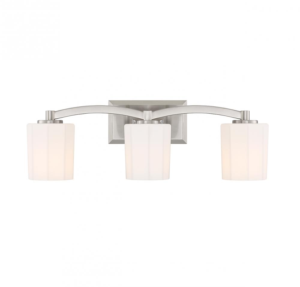 Whitney 3-Light Bathroom Vanity Light in Satin Nickel