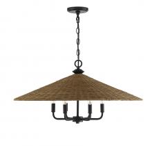 Savoy House 7-7772-6-180 - Eman 6-Light Pendant in Matte Black with Dark Rattan