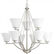 Progress P4625-09 - Bravo Collection Nine-Light Brushed Nickel Etched Glass Modern Chandelier Light