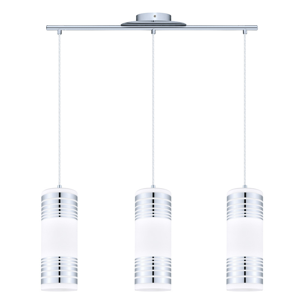 3x60W Multi Light Pendant w/ Chrome Finish & Matte White Glass w/ Décor