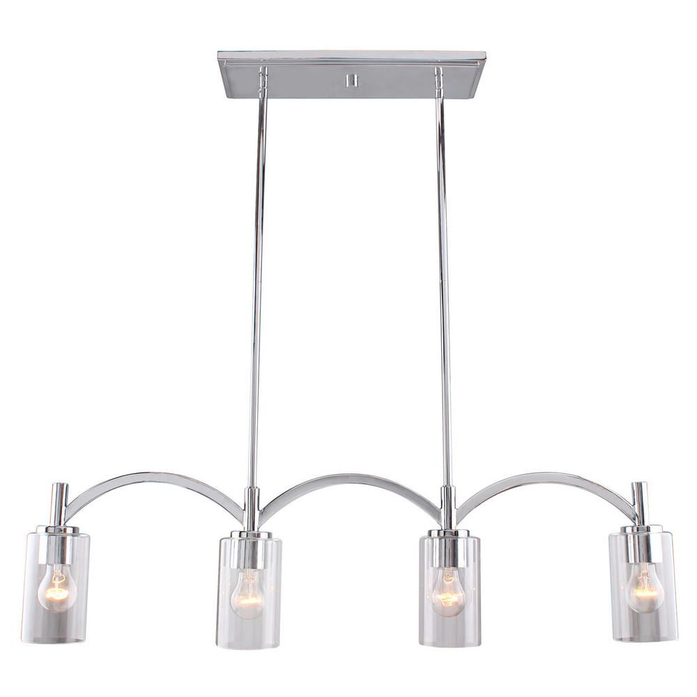 4x60W Linear Pendant w/ Chrome Finish & Clear Glass