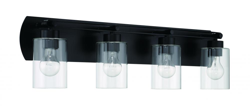 Hendrix 4 Light Vanity in Flat Black