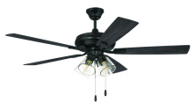 Craftmade ECF104FB5-FBGW - Eos 52" 5-Blade Clear 4 Light Ceiling Fan in Flat Black w/ Flat Black/Greywood Blades