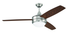 Craftmade PHZ52BNK3 - Phaze II 52" 3-Blade Ceiling Fan in Brushed Polished Nickel w/ Walnut/Dark Oak Blades