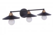 Craftmade 12529FBSB3 - Isaac 3 Light Vanity in Flat Black/Satin Brass