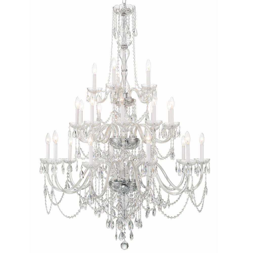 Traditional Crystal 25 Light Hand Cut Crystal Polished Chrome Chandelier