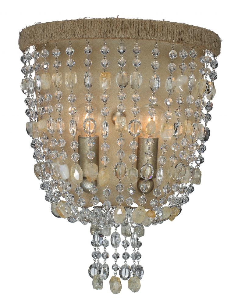 Crystorama Eva 2 Light Burnished Silver Sconce