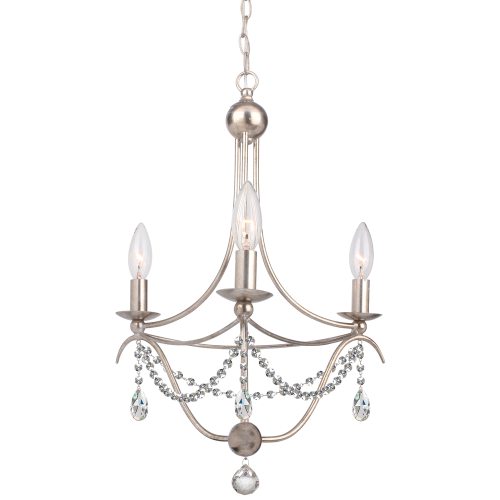 Metro 3 Light Antique Silver Mini Chandelier