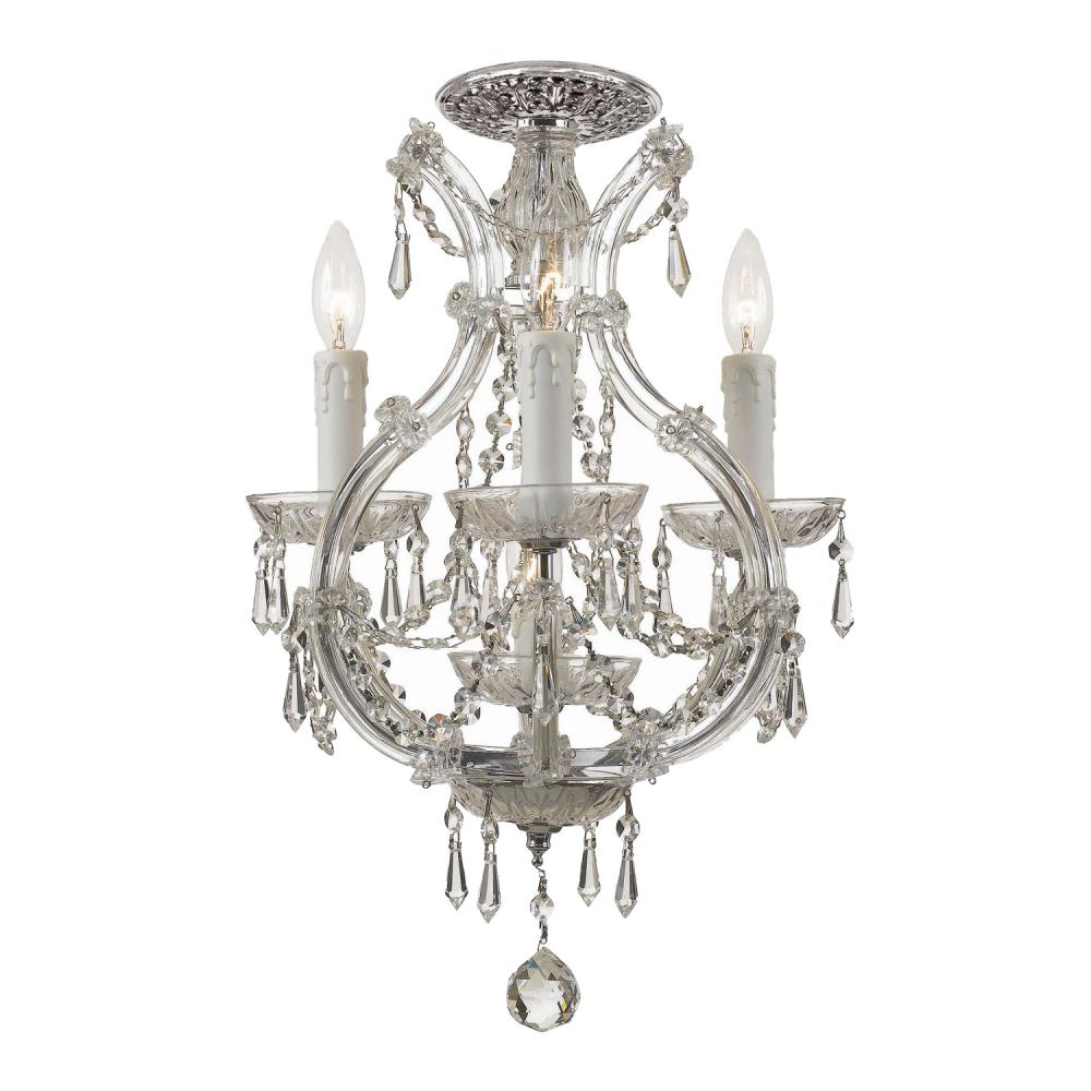 Maria Theresa 4 Light Hand Cut Crystal Polished Chrome Semi Flush Mount