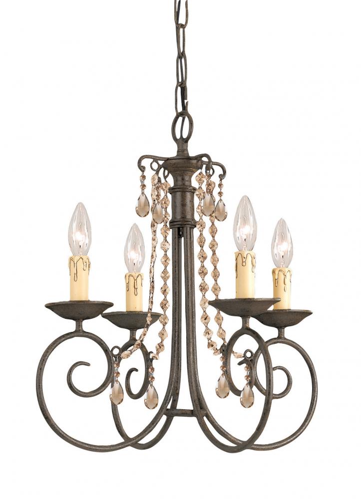 Crystorama Soho 4 Light Golden Teak Crystal Mini Chandelier