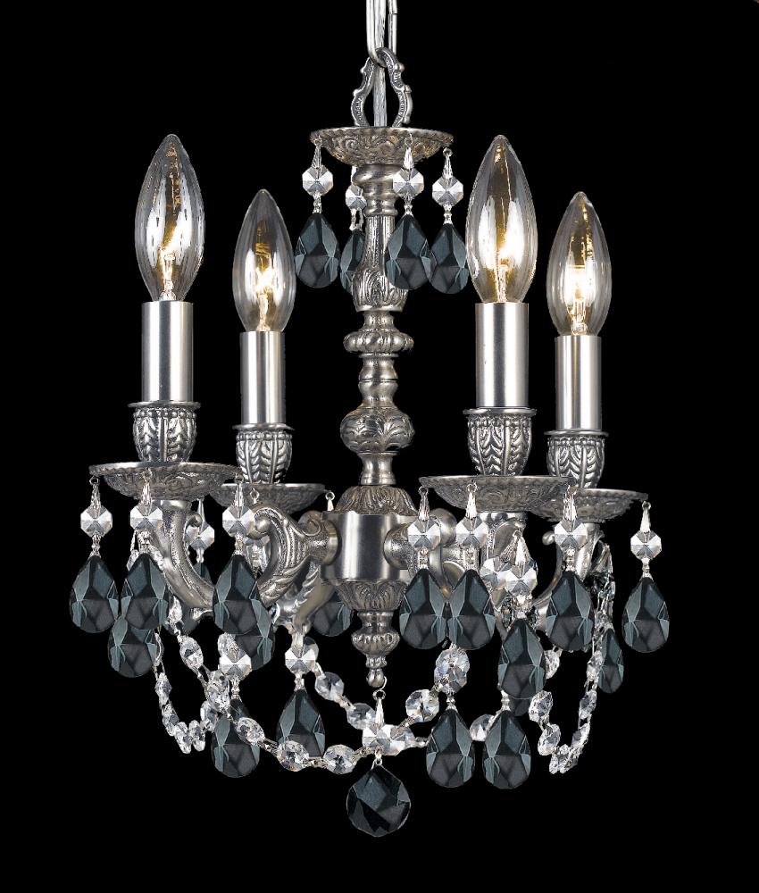 Crystorama Gramercy 4 Light Black Crystal Pewter Mini Chandelier