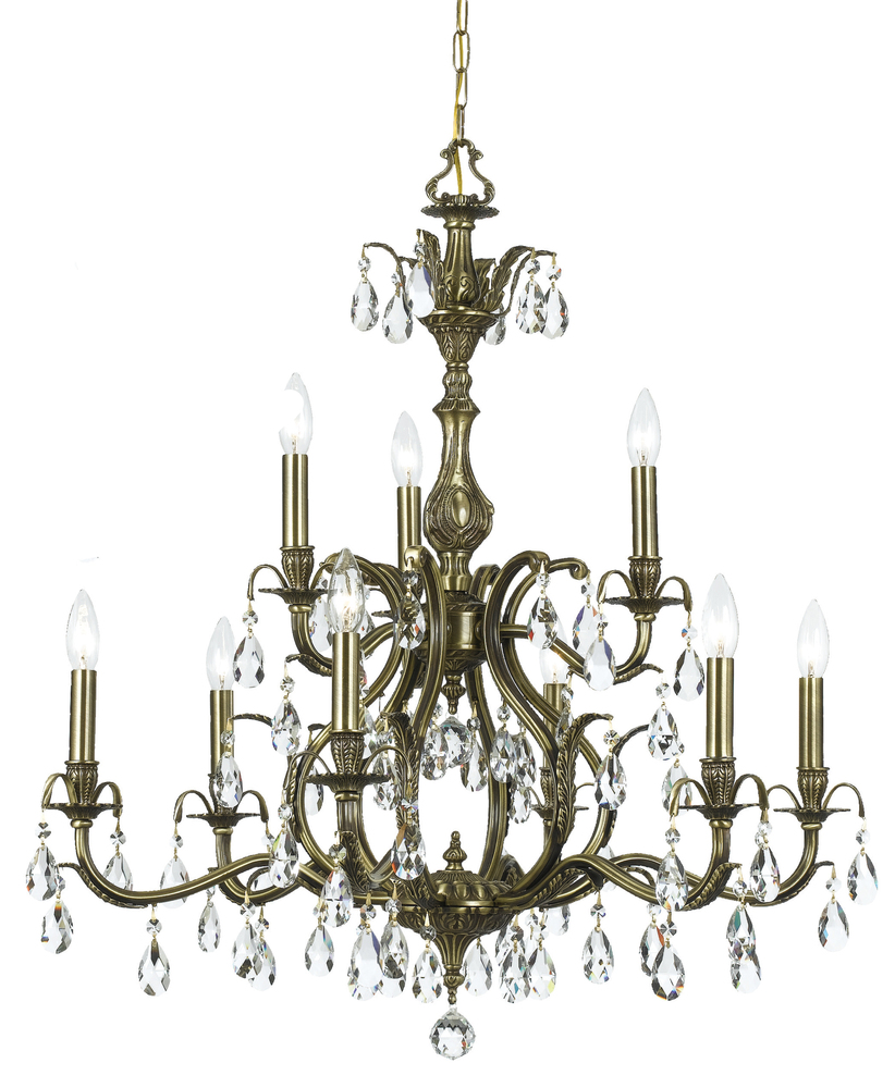 Dawson 9 Light Clear Crystal Brass Chandelier