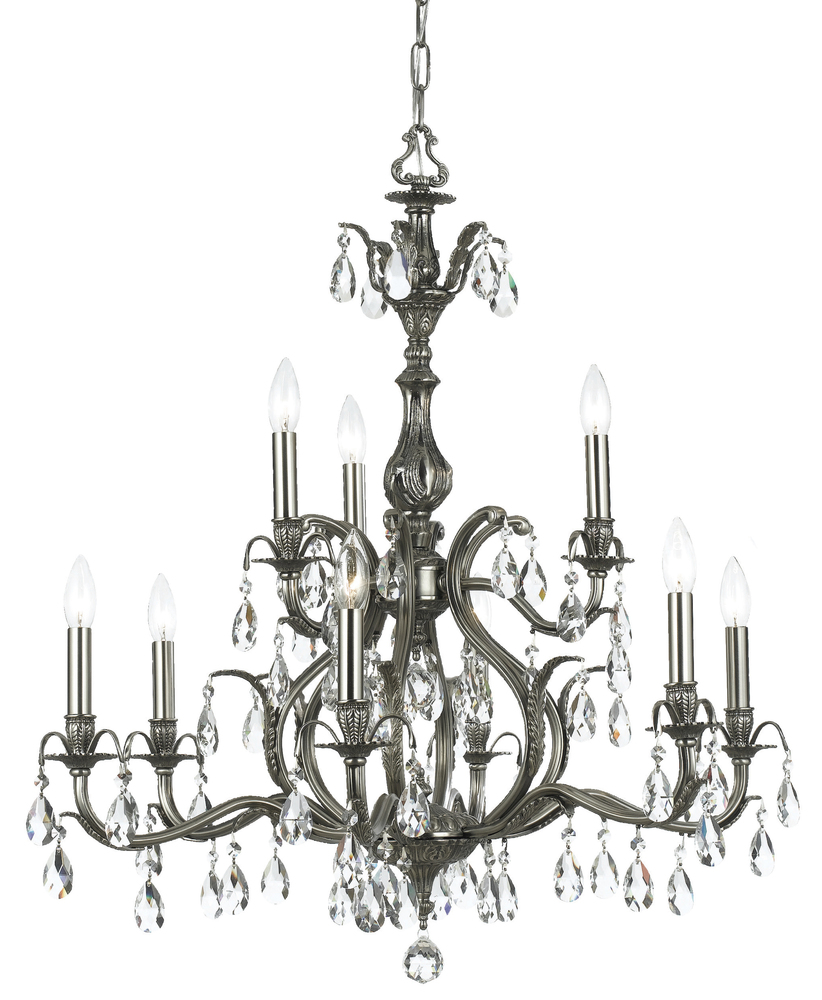 Dawson 9 Light Clear Spectra Crystal Pewter Chandelier