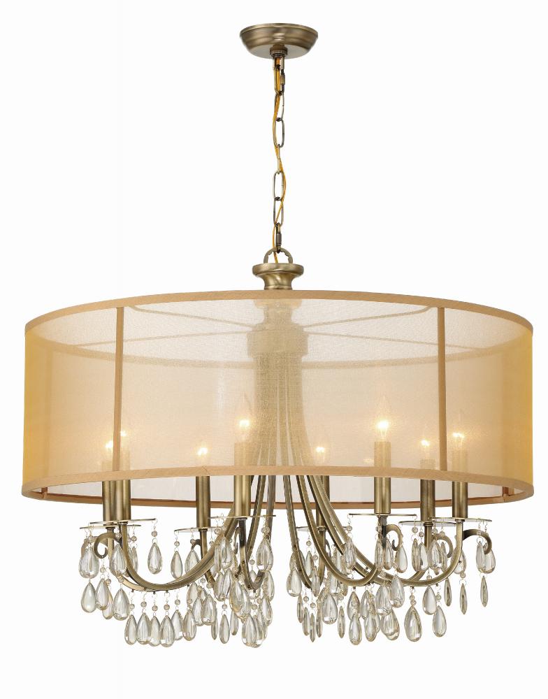 Hampton 8 Light Drum Shade Antique Brass Chandelier