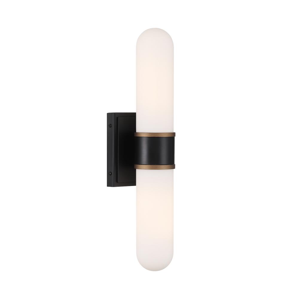 Brian Patrick Flynn Capsule 2 Light LED Matte Black + Textured Gold Sconce