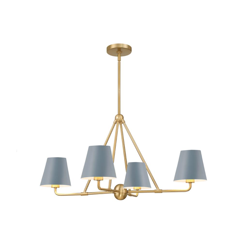 Xavier 4 Light Vibrant Gold + Blue Chandelier