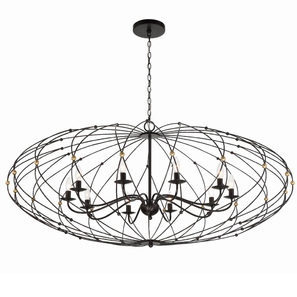 Zucca 10 Light English Bronze + Antique Gold Chandelier