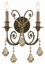 Crystorama 5112-EB-GT-MWP - Regis 2 Light Golden Teak Crystal Bronze Sconce