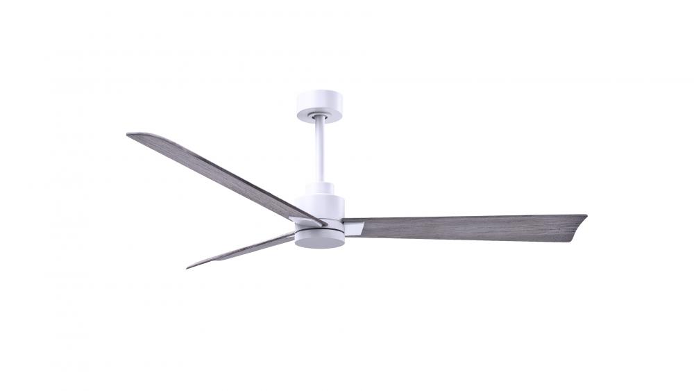 Alessandra 3-blade transitional ceiling fan in matte white finish with Barn Wood blades. Optimized