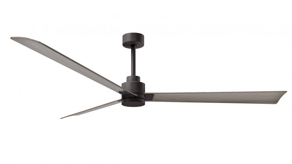 Alessandra 3-blade transitional ceiling fan in textured bronze finish with gray ash blades. Optimi