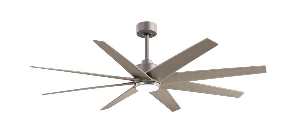 Ariella 8-blade ceiling fan in Brushed Nickel and Gray Ash Tone blades