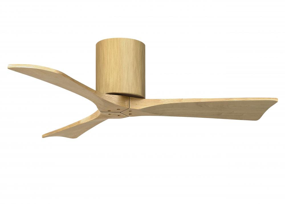 Irene-3H three-blade flush mount paddle fan in Light Maple finish with 42” Light Maple tone blad