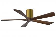 Matthews Fan Company IR5H-BRBR-WA-52 - Irene-5H five-blade flush mount paddle fan in Brushed Brass finish with 52” solid walnut tone bl