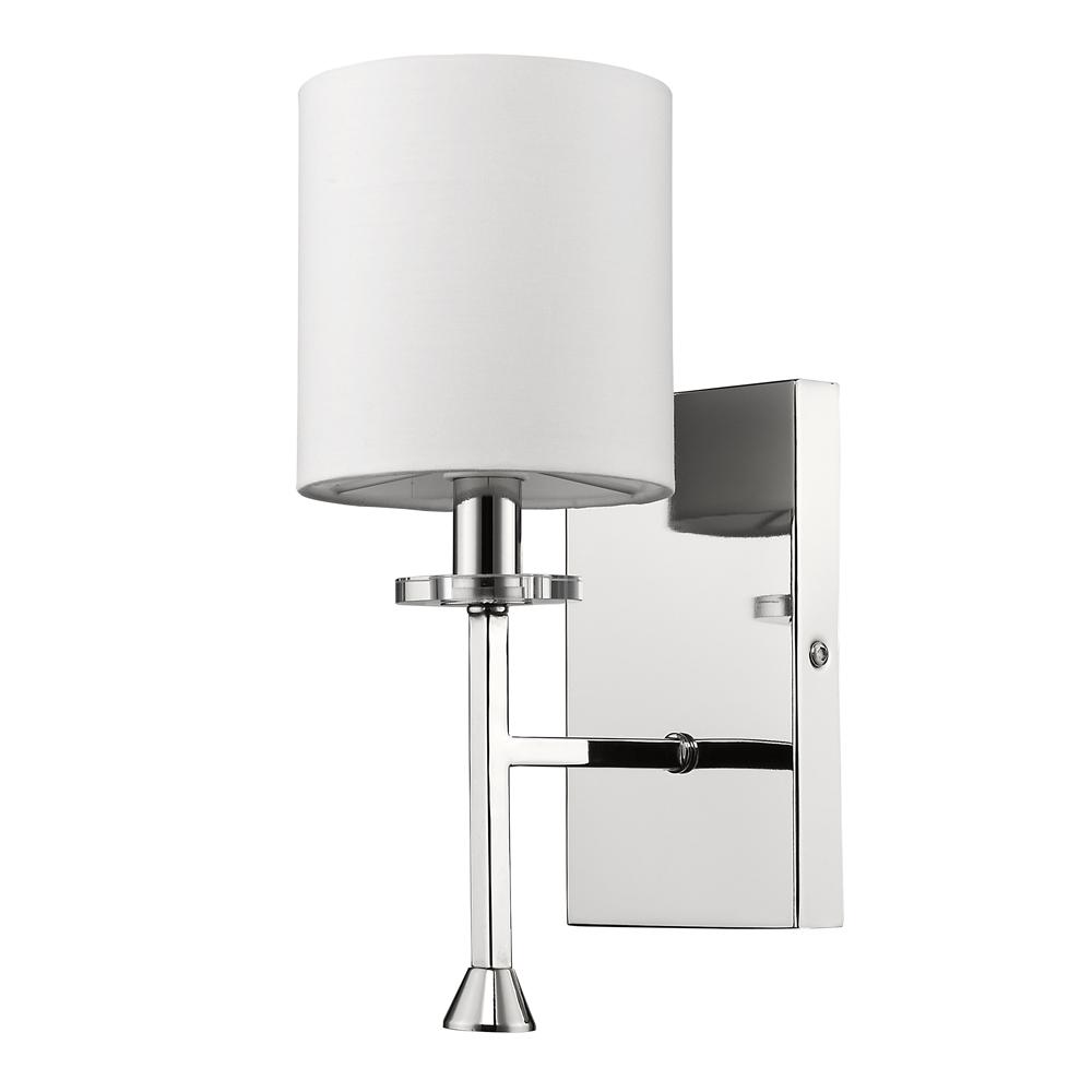 Kara Indoor 1-Light Sconce W/Shade & Crystal Bobeche In Polished Nickel