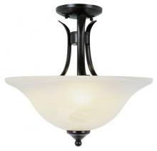 Trans Globe 9286 BN - Aspen 3-Light, Metal Ribbon Arms, Reverse Glass Bell, Semi Flush Mount Ceiling Light