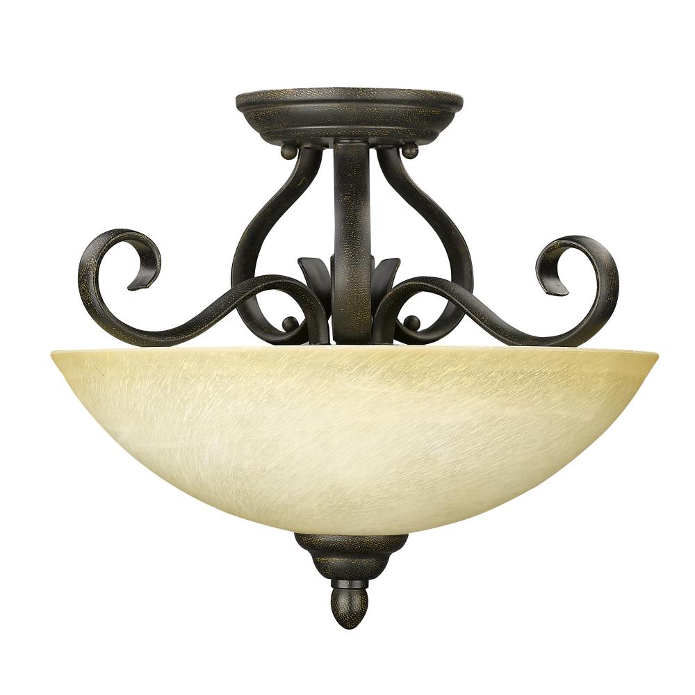 Riverton Semi-Flush in Peppercorn with Linen Swirl Glass