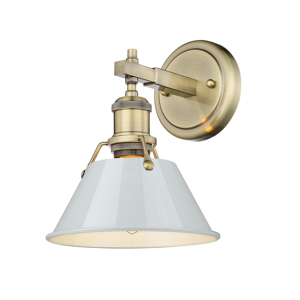 Orwell 1-Light Bath Vanity in Aged Brass with Dusky Blue