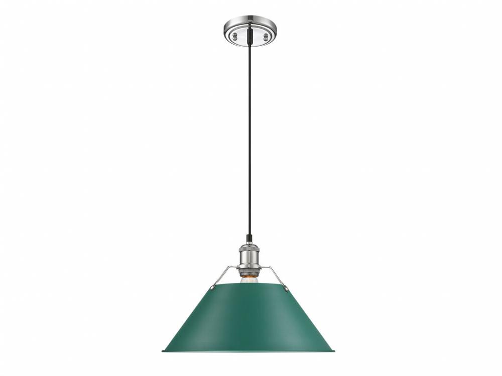 Orwell 14" Wide Large Pendant in Chrome with Pine Green