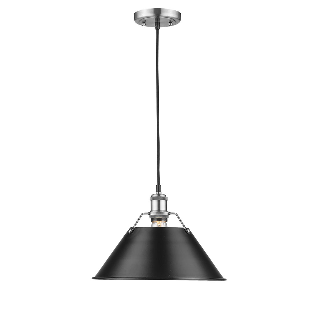 Orwell PW Large Pendant - 14" in Pewter with Matte Black shade