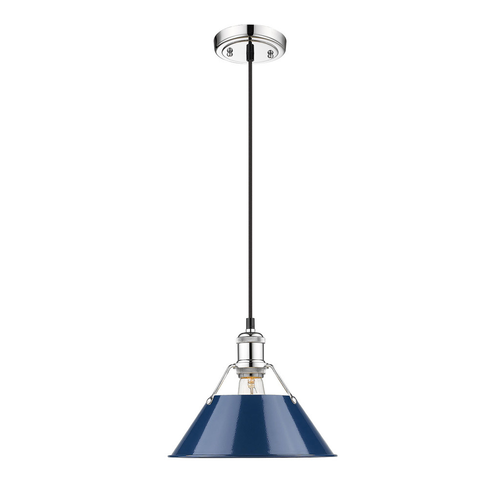 Orwell 10" Wide Medium Pendant in Chrome with Matte Navy