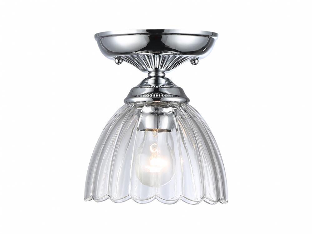 Audra 1-Light Semi-Flush in Chrome with Clear Glass